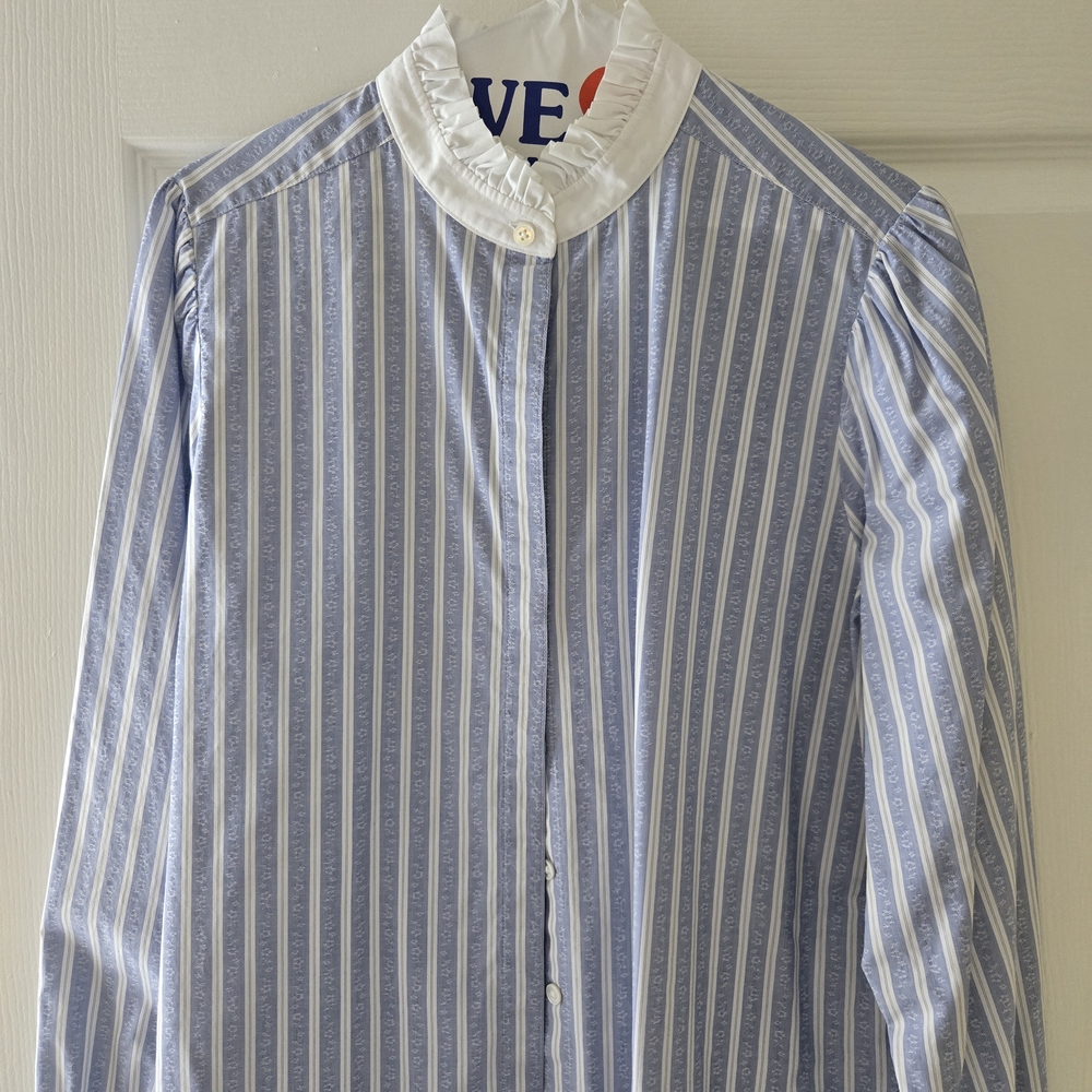 Brooks Brothers White Ruffled Collar Shirt